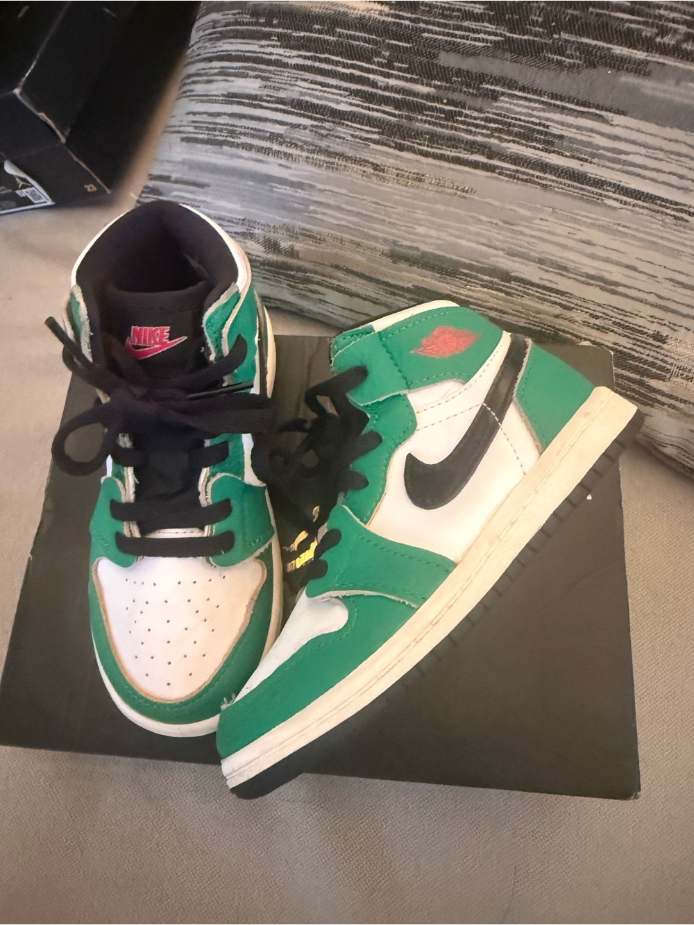 Nike Kids Green, White & Black High-Top Sneakers